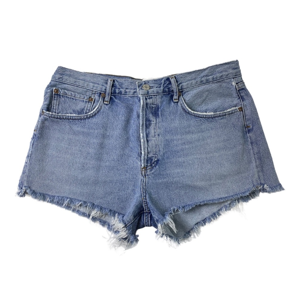 AGOLDE Parker Vintage Short Cut Off Button Fly Denim Hight Rise Size 30